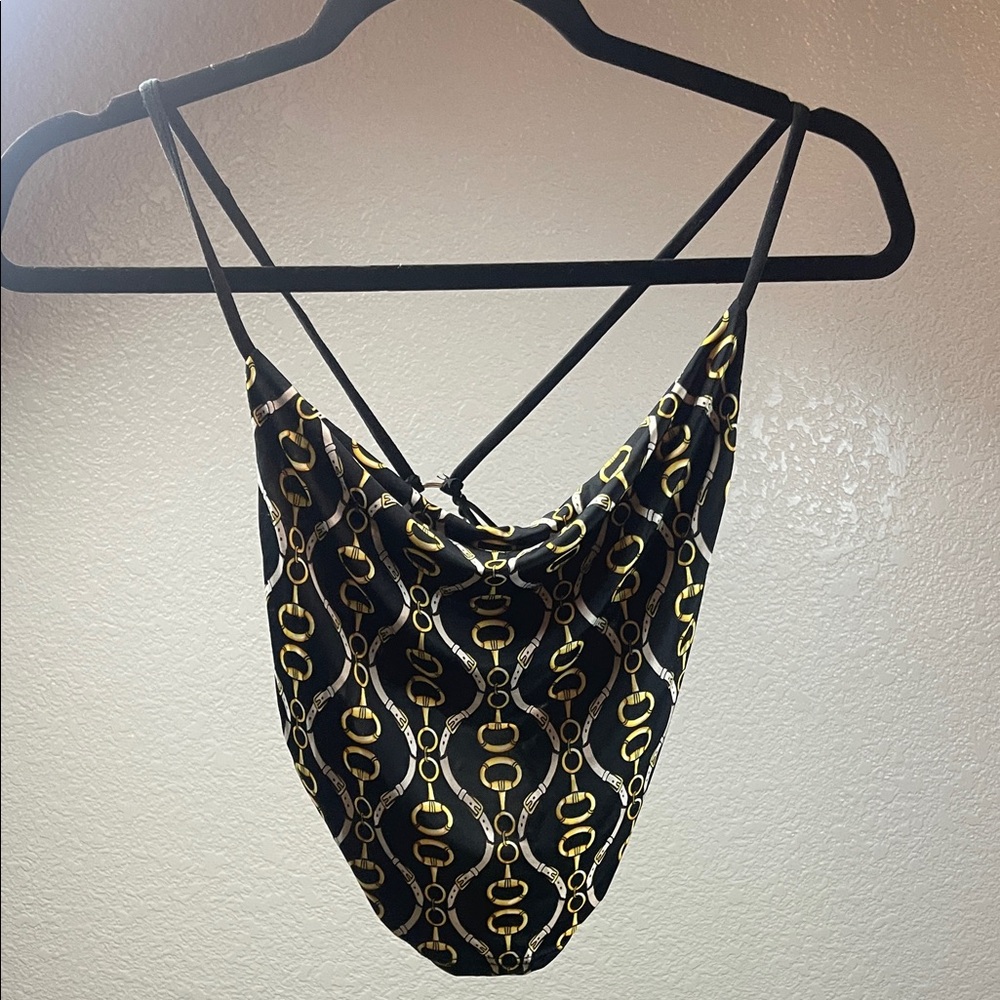 Black and Gold Strappy Top